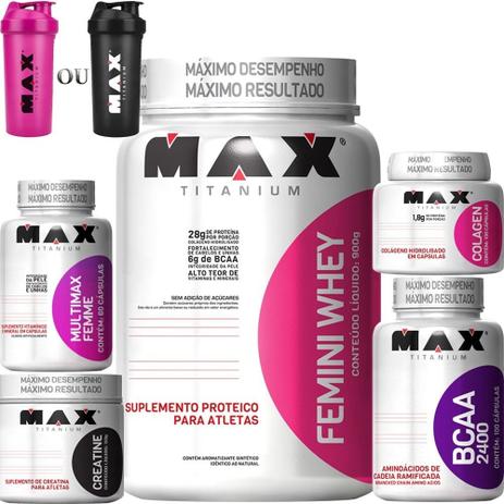 Kit Feminino Massa Muscular Max Titanium Menor preço em Kit Feminino Massa Muscular Max Titanium