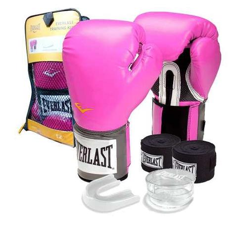 Kit Feminino rosa - Boxe / Muay Thai / Kickboxing - Luva 10 Oz + bandagem + protetor bucal - Everlast Menor preço em Kit Feminino rosa - Boxe / Muay Thai / Kickboxing - Luva 10 Oz + bandagem + protetor bucal - Everlast