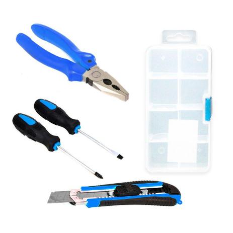 Kit Ferramentas Eletricista 5 peças alicate chave fenda Philips e Estilete Au337 Multilaser Menor preço em Kit Ferramentas Eletricista 5 peças alicate chave fenda Philips e Estilete Au337 Multilaser
