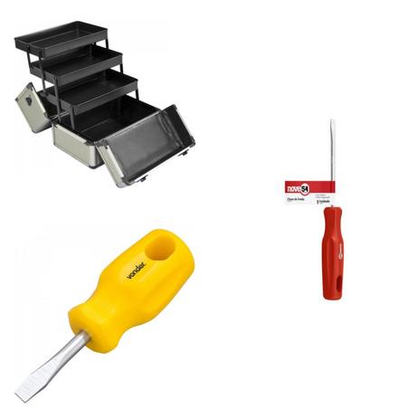 Kit Ferramentas MadeiraMadeira com Maleta e 2 Chaves de Fenda 1/4”x1.1/2” e 1/4”x10” 395843 Cinza - Vonder é boa?