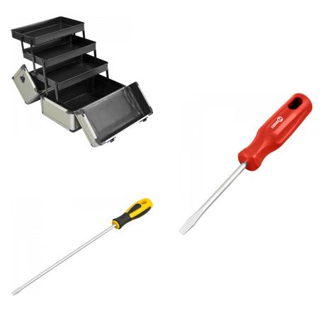 Kit Ferramentas MadeiraMadeira com Maleta e 2 Chaves de Fenda 1/4”x10” e 1/4”x4” 395870 Cinza - Vonder Menor preço em Kit Ferramentas MadeiraMadeira com Maleta e 2 Chaves de Fenda 1/4”x10” e 1/4”x4” 395870 Cinza - Vonder