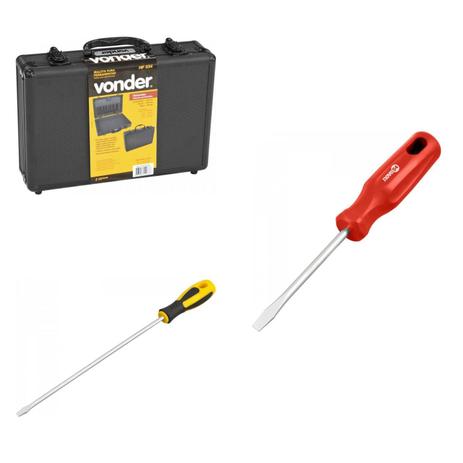 Kit Ferramentas MadeiraMadeira com Maleta e 2 Chaves de Fenda 1/4”x10” e 1/4”x4” 395877 Preto - Vonder Menor preço em Kit Ferramentas MadeiraMadeira com Maleta e 2 Chaves de Fenda 1/4”x10” e 1/4”x4” 395877 Preto - Vonder