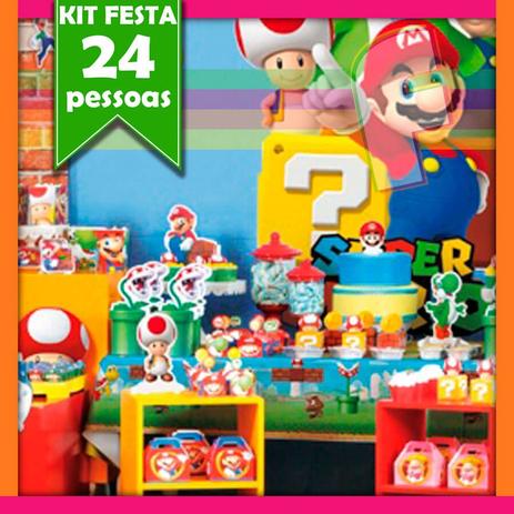 Kit Festa Infantil Super Mário 24 Pessoas Econômic - Festabox Menor preço em Kit Festa Infantil Super Mário 24 Pessoas Econômic - Festabox