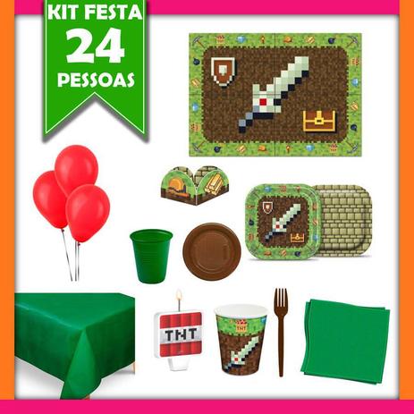 Kit Festa Minecraft 24 Pessoas Econômico - Festabox Menor preço em Kit Festa Minecraft 24 Pessoas Econômico - Festabox