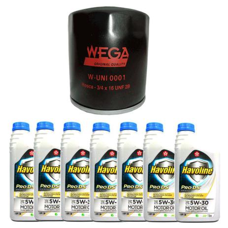 Kit Filtro De Oleo + Oleo 5w30 Sintetico Havoline Hilux 2012 - Wega Menor preço em Kit Filtro De Oleo + Oleo 5w30 Sintetico Havoline Hilux 2012 - Wega