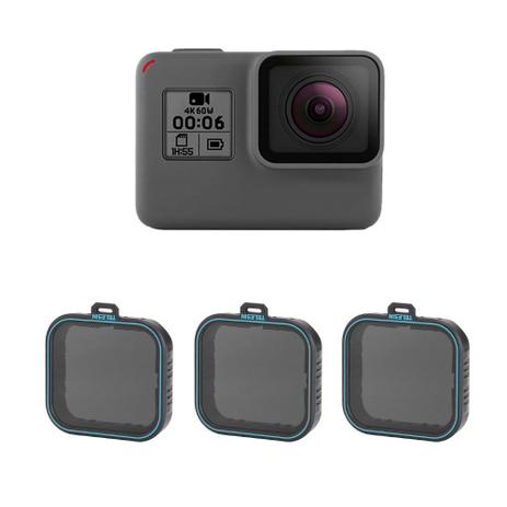 Kit filtro ND ND 4 ND 8 ND 16 Hero 5/6/7 modelos Blacks - Telesin Menor preço em Kit filtro ND ND 4 ND 8 ND 16 Hero 5/6/7 modelos Blacks - Telesin