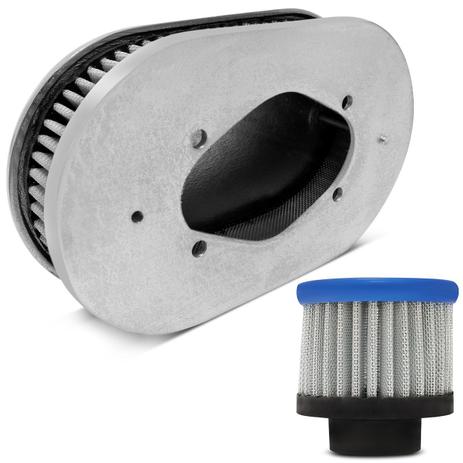 Kit Filtro Respiro Race Óleo Azul + Filtro Ar Branco + Base Carburador H34 Cromada - Race chrome Menor preço em Kit Filtro Respiro Race Óleo Azul + Filtro Ar Branco + Base Carburador H34 Cromada - Race chrome