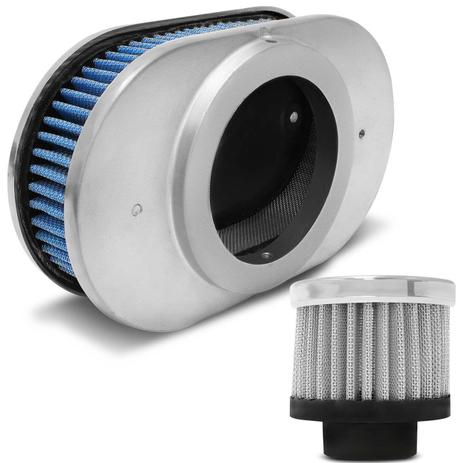 Kit Filtro Respiro Race Óleo Cromo + Filtro Ar Azul + Base Carburador 2E 3E Cromada - Prime Menor preço em Kit Filtro Respiro Race Óleo Cromo + Filtro Ar Azul + Base Carburador 2E 3E Cromada - Prime