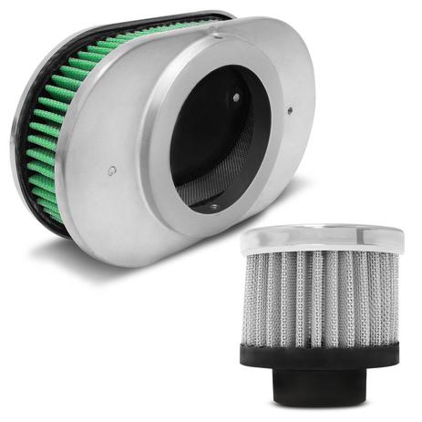 Kit Filtro Respiro Race Óleo Cromo + Filtro Ar Verde + Base Carburador 2E 3E Cromada - Prime Menor preço em Kit Filtro Respiro Race Óleo Cromo + Filtro Ar Verde + Base Carburador 2E 3E Cromada - Prime