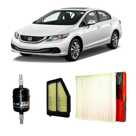 Kit Filtros Ar Motor + Ar Condicionado + Combustível Honda Civic 2013 - Wega Menor preço em Kit Filtros Ar Motor + Ar Condicionado + Combustível Honda Civic 2013 - Wega