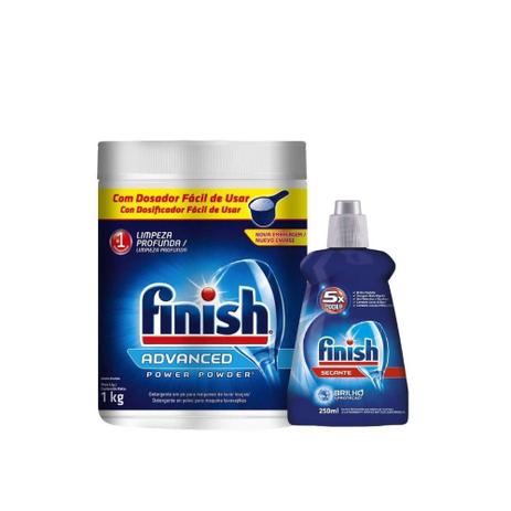 Kit Finish 1 Lava Louça Em Pó 1kg e 1 Secante Líquido 250ml Menor preço em Kit Finish 1 Lava Louça Em Pó 1kg e 1 Secante Líquido 250ml