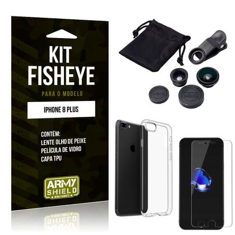 Kit Fisheye Apple iPhone 8 Plus Lente Fisheye + Capa + Película de Vidro - Armyshield Menor preço em Kit Fisheye Apple iPhone 8 Plus Lente Fisheye + Capa + Película de Vidro - Armyshield