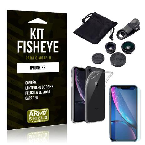 Kit Fisheye Apple iPhone XR Lente Fisheye + Capa + Película de Vidro - Armyshield Menor preço em Kit Fisheye Apple iPhone XR Lente Fisheye + Capa + Película de Vidro - Armyshield