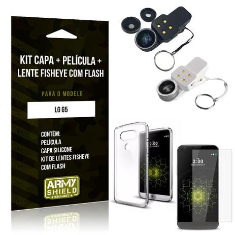Kit Fisheye com Flash LG G5 Fisheye Flash + Capa + Película de Vidro - Armyshield Menor preço em Kit Fisheye com Flash LG G5 Fisheye Flash + Capa + Película de Vidro - Armyshield