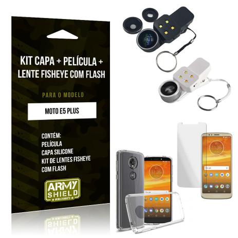 Kit Fisheye com Flash Motorola Moto E5 Plus Fisheye Flash + Capa + Película de Vidro - Armyshield Menor preço em Kit Fisheye com Flash Motorola Moto E5 Plus Fisheye Flash + Capa + Película de Vidro - Armyshield