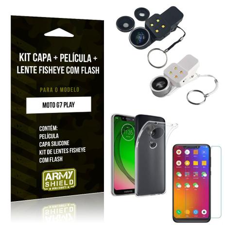 Kit Fisheye com Flash Motorola Moto G7 Play Fisheye Flash + Capa + Película de Vidro - Armyshield Menor preço em Kit Fisheye com Flash Motorola Moto G7 Play Fisheye Flash + Capa + Película de Vidro - Armyshield