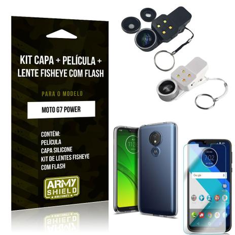 Kit Fisheye com Flash Motorola Moto G7 Power Fisheye Flash + Capa + Película de Vidro - Armyshield Menor preço em Kit Fisheye com Flash Motorola Moto G7 Power Fisheye Flash + Capa + Película de Vidro - Armyshield