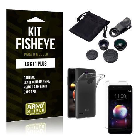 Kit Fisheye LG K11 Plus Lente Fisheye + Capa + Película de Vidro - Armyshield Menor preço em Kit Fisheye LG K11 Plus Lente Fisheye + Capa + Película de Vidro - Armyshield