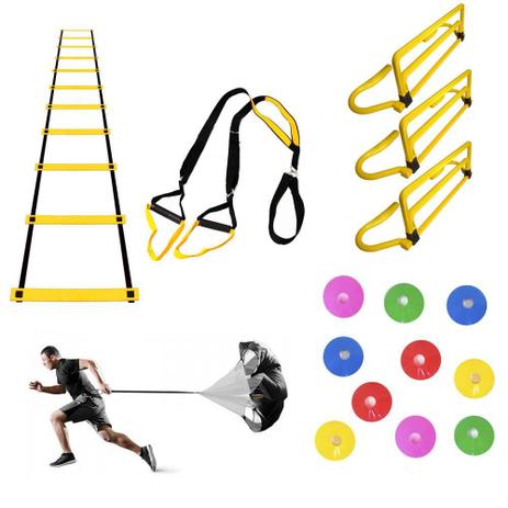 Kit Fita TRX Paraquedas Barreira Ajustável Half Cone Escada - Natural fitness Menor preço em Kit Fita TRX Paraquedas Barreira Ajustável Half Cone Escada - Natural fitness
