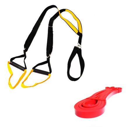 Kit Fita TRX Treinamento Suspenso e Elástico Super Band Leve - Natural fitness Menor preço em Kit Fita TRX Treinamento Suspenso e Elástico Super Band Leve - Natural fitness