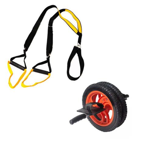 Kit Fita TRX Treino Suspenso e Roda Abdominal Power Academia - Natural fitness Menor preço em Kit Fita TRX Treino Suspenso e Roda Abdominal Power Academia - Natural fitness