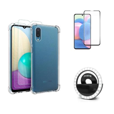 Kit Flash Selfie Samsung Galaxy A02 + Capa + Película De Vidro 3D - Kit  Capinha e Película para Celular - Magazine Luiza