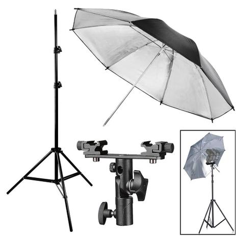 Kit Flash Speedlight - Tripe Sombrinha Prata Suporte Duplo Ls31 - Rollin Menor preço em Kit Flash Speedlight - Tripe Sombrinha Prata Suporte Duplo Ls31 - Rollin