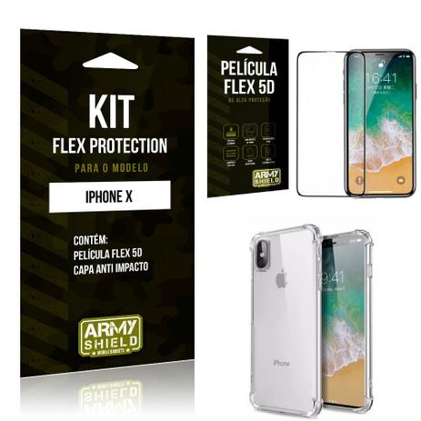 Kit Flex Protection Iphone X Capa Anti Impacto + Película Flex 5D - Armyshield Menor preço em Kit Flex Protection Iphone X Capa Anti Impacto + Película Flex 5D - Armyshield