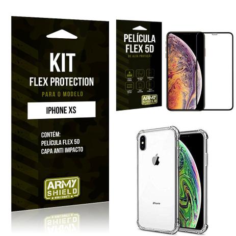 Kit Flex Protection Iphone XS Capa Anti Impacto + Película Flex 5D - Armyshield Menor preço em Kit Flex Protection Iphone XS Capa Anti Impacto + Película Flex 5D - Armyshield