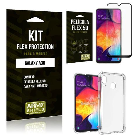 Kit Flex Protection Samsung A30 Capa Anti Impacto + Película Flex 5D - Armyshield Menor preço em Kit Flex Protection Samsung A30 Capa Anti Impacto + Película Flex 5D - Armyshield