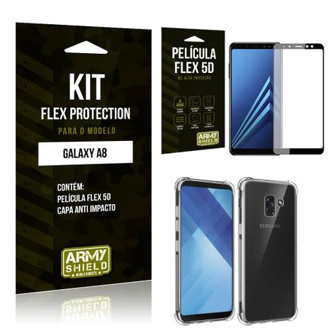 Kit Flex Protection Samsung A8 Capa Anti Impacto + Película Flex 5D - Armyshield Menor preço em Kit Flex Protection Samsung A8 Capa Anti Impacto + Película Flex 5D - Armyshield