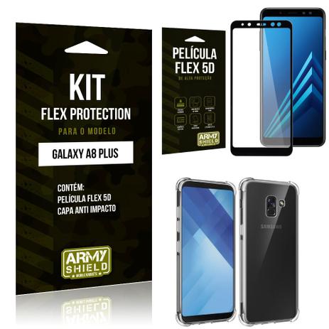 Kit Flex Protection Samsung A8 PLUS Capa Anti Impacto + Película Flex 5D - Armyshield Menor preço em Kit Flex Protection Samsung A8 PLUS Capa Anti Impacto + Película Flex 5D - Armyshield