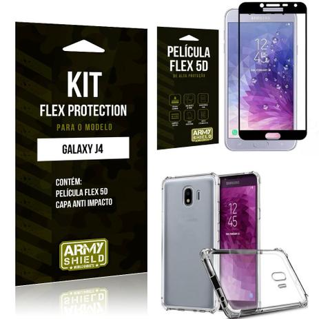 Kit Flex Protection Samsung J4 Capa Anti Impacto + Película Flex 5D - Armyshield Menor preço em Kit Flex Protection Samsung J4 Capa Anti Impacto + Película Flex 5D - Armyshield