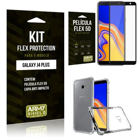Kit Flex Protection Samsung J4 PLUS Capa Anti Impacto + Película Flex 5D - Armyshield Menor preço em Kit Flex Protection Samsung J4 PLUS Capa Anti Impacto + Película Flex 5D - Armyshield