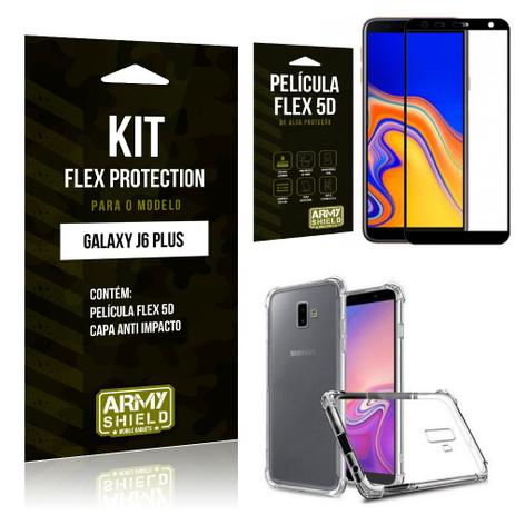 Kit Flex Protection Samsung J6 PLUS Capa Anti Impacto + Película Flex 5D - Armyshield Menor preço em Kit Flex Protection Samsung J6 PLUS Capa Anti Impacto + Película Flex 5D - Armyshield