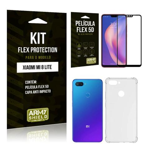 Kit Flex Protection Xiaomi MI 8 LITE Capa Anti Impacto + Película Flex 5D - Armyshield Menor preço em Kit Flex Protection Xiaomi MI 8 LITE Capa Anti Impacto + Película Flex 5D - Armyshield