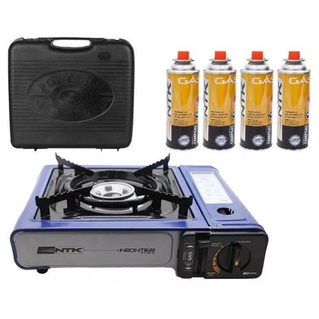 Kit Fogareiro Camping Frontier NTK Flex GLP com 4 Refil 220g - Nautika Menor preço em Kit Fogareiro Camping Frontier NTK Flex GLP com 4 Refil 220g - Nautika