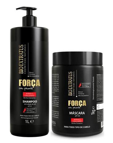 Kit Força Com Pimenta Shampoo 1 Litro + Máscara 1 KG - Bio Extratus Menor preço em Kit Força Com Pimenta Shampoo 1 Litro + Máscara 1 KG - Bio Extratus