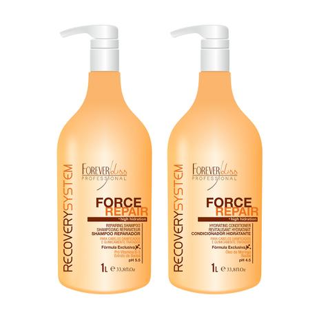 Kit Force Repair Shampoo e Condicionador 2x1 Litro Forever Liss Menor preço em Kit Force Repair Shampoo e Condicionador 2x1 Litro Forever Liss