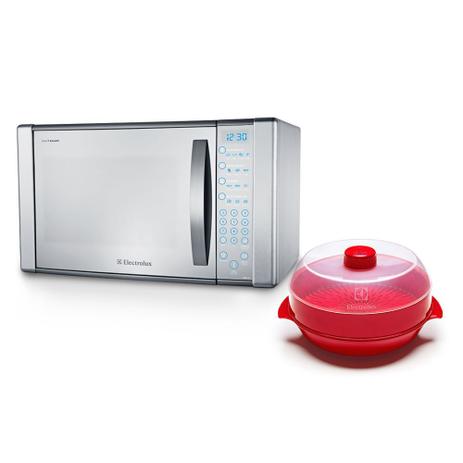 Kit forno micro-ondas blue touch 31l espelhado (mec41) + panela de cozimento a vapor para micro-ondas 220v - Electrolux Menor preço em Kit forno micro-ondas blue touch 31l espelhado (mec41) + panela de cozimento a vapor para micro-ondas 220v - Electrolux