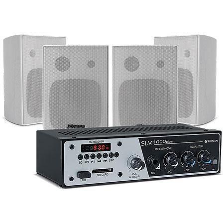 Kit frahm sonorização com amplificador + 4 caixas 4 ps200 branca + cabo para instalação Menor preço em Kit frahm sonorização com amplificador + 4 caixas 4 ps200 branca + cabo para instalação