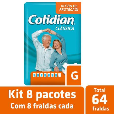 Kit Fralda Adulto Cotidian Clássica G - 64 Unidades Menor preço em Kit Fralda Adulto Cotidian Clássica G - 64 Unidades