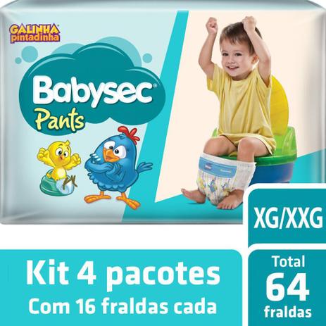 Kit Fralda Babysec Galinha Pintadinha Pants X/XXG - 64 unids Menor preço em Kit Fralda Babysec Galinha Pintadinha Pants X/XXG - 64 unids