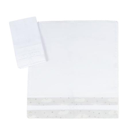 Kit Fralda de Boca (Babete) 2 Peças Percal 300 Fios Bordado Inglês e Ponto Palito Nuvens e Coelhos Cinza e Branco - Aime Menor preço em Kit Fralda de Boca (Babete) 2 Peças Percal 300 Fios Bordado Inglês e Ponto Palito Nuvens e Coelhos Cinza e Branco - Aime
