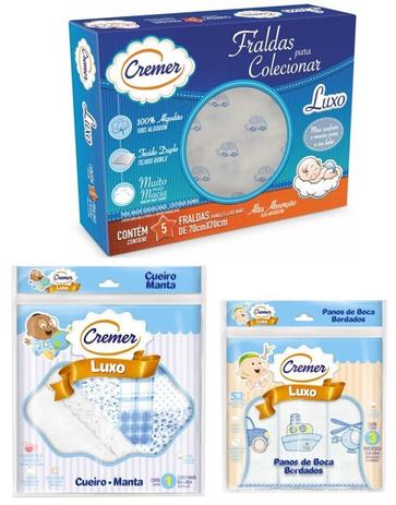 Kit Fralda de Pano + Pano De Boca + Cueiro Menino - Cremer - 70x70cm é boa?