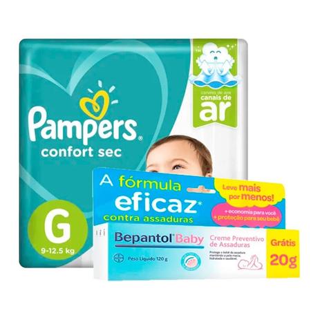 Kit Fralda Descartável Pampers Confort Sec G 38 Unidades + Bepantol Baby Bayer  120g é boa?