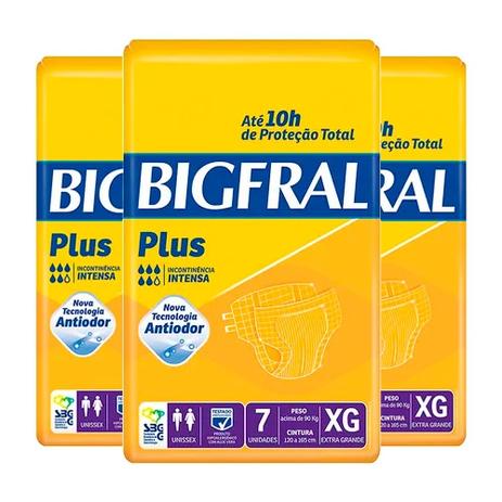 Kit Fralda Geriátrica Bigfral Plus XG 21 Unidades Menor preço em Kit Fralda Geriátrica Bigfral Plus XG 21 Unidades