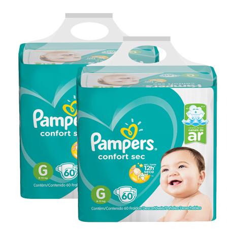 Kit Fralda Pampers Confort Sec Super Tamanho G 120 unidades Menor preço em Kit Fralda Pampers Confort Sec Super Tamanho G 120 unidades