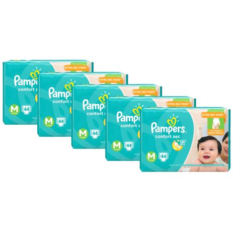 Kit Fralda Pampers Confort Sec Tamanho M com 220 Unidades Menor preço em Kit Fralda Pampers Confort Sec Tamanho M com 220 Unidades