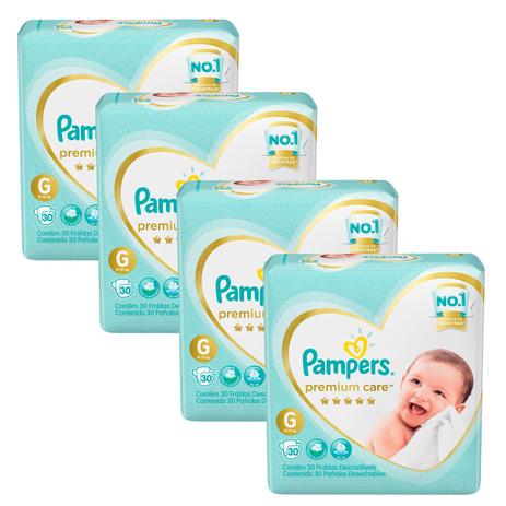 Kit Fralda Pampers Premium Care Mega Tamanho G 120 Unidades Menor preço em Kit Fralda Pampers Premium Care Mega Tamanho G 120 Unidades